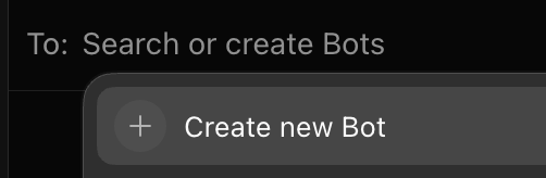 Grok Bot To: field with the Create new Bot option in the dropdown